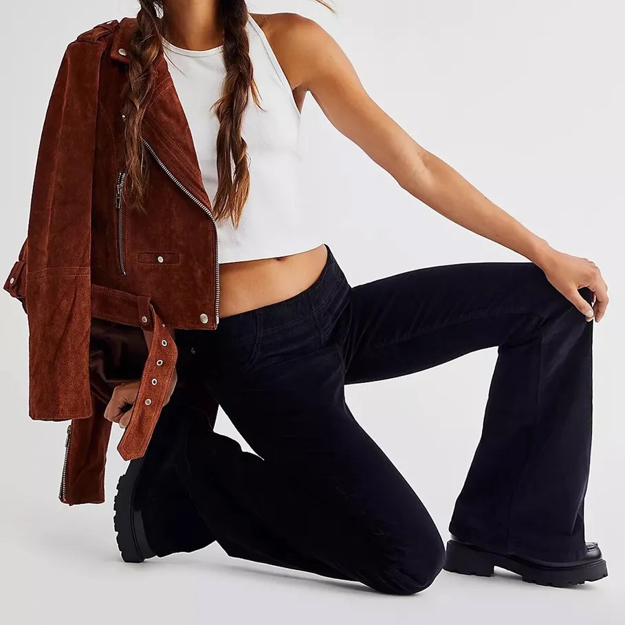 Nwot Free People Penny Pull On Corduroy Flare Jeans Size 26 Short Black Z439